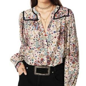 Ba&sh NWOT Faizae Beige Floral Blouse , sz S